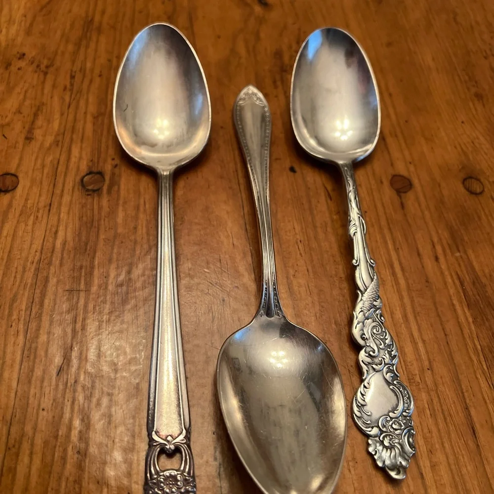 3 Lovely Silver Serving Spoons